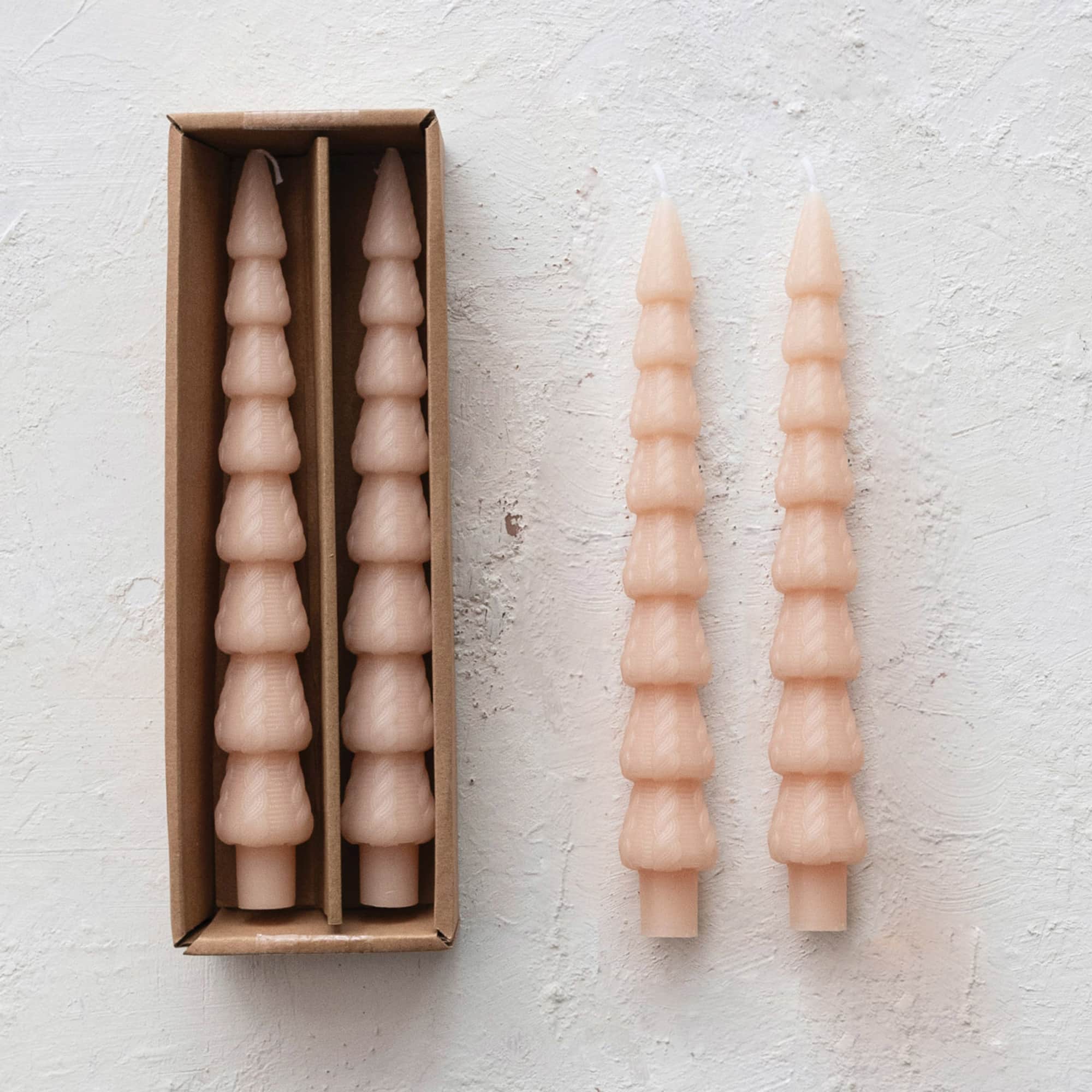 Hello Honey 10" Taupe Seasonal Silhouette Tree Shaped Taper Candles, 2ct.